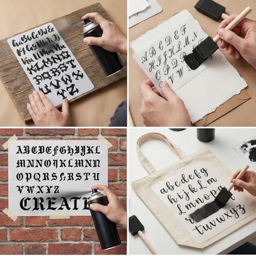 1/2 3/4 1 Inch Letter Stencils for Painting on Wood Reusable Plastic 20 Pack Large Alphabet Templates with Numbers and Symbols DIY Art Crafts for Canvas Porch Signs Journaling Supplies