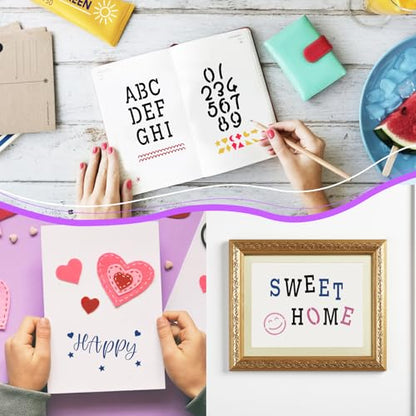 UCEC 40 PCS Letter Stencils for Painting, 6 Sizes 0.3-1.45 Inch for Crafts | 6+ Sizes 0.3/0.35/0.55/0.65/0.85/1.45 Inch Number & Alphabet Stencils for Crafts, Bullet Journal Stencil & Stencil for Art - size: 4*7 inch/40 pcs