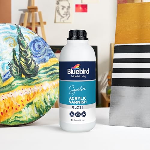 Bluebird Signature Gloss Varnish for Acrylic Painting, Non-Yellowing, Non-Toxic, Anti-Crazing, Gloss Varnish for Pro Artists, Hobby Painters & Kids (Gloss, 33.8 Fl Oz) - color: Gloss, size: 33.8 Fl Oz