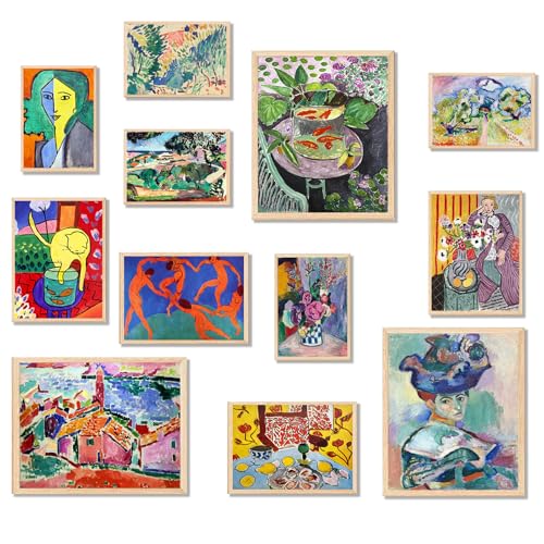 KBKBART Matisse Wall Art Prints Set of 12, Matisse Eclectic Wall Decor, Colorful Abstract Painting Wall Decor Aesthetic, Minimalist Vintage Gallery Canvas Paintings, Eclectic Home Decor, Unframed - color: Matisse Prints