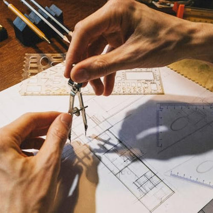 13 Pieces Geometry Set Compass Geometry Tools Math Compass and Protractors Metal Precision Drafting Kit with Storage Box Rulers Pencils Technical Drawing, Engineering & Architecture - color: Blue