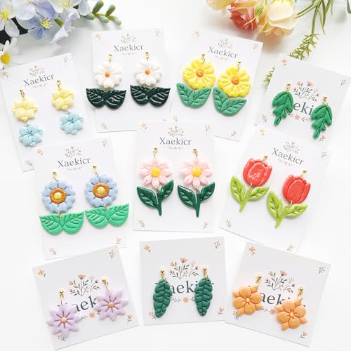 Flower & Leaf Polymer Clay Cutters Set - Daisy, Tulip, Cherry Blossom, Sunflower & Leaf Shapes for DIY Earring Jewelry Making, Soft Clay Crafts, Scrapbooking & Gift Toppers - color: C color