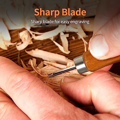 Wood Carving Tools Kit - Wood Carving Knife Set for Beginners, Professionals, Hobbyists, Artists, and Sculptors - Multipurpose Sculpting, Soap Carving, Pumpkin Carving(WOOD HANDLE)