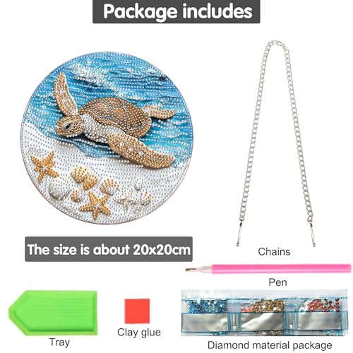 Bimkole Turtle Hanging Diamond Pearl Art Kits for Adults Pendant C19 | DIY 5D Special Crystal Diamond Painting Butterflies Window Suncatcher, Acrylic Pearl Art Autumn Winter Wall Decor 7.8x7.8 In - color: Turtle