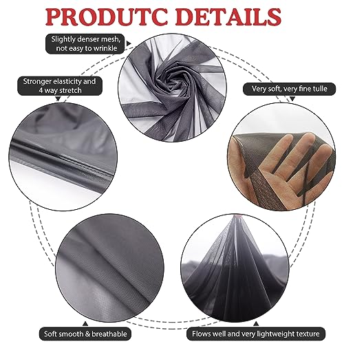 Power Mesh Fabric Superfine 4-Way Stretch Net 5 Yards Long 60" Wide (Black) - color: Black, size: 5 Yards