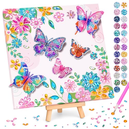 Arts and Crafts for Kid Age 8-12, Diamond Art Butterfly Girl Birthday Gift - style: Pink