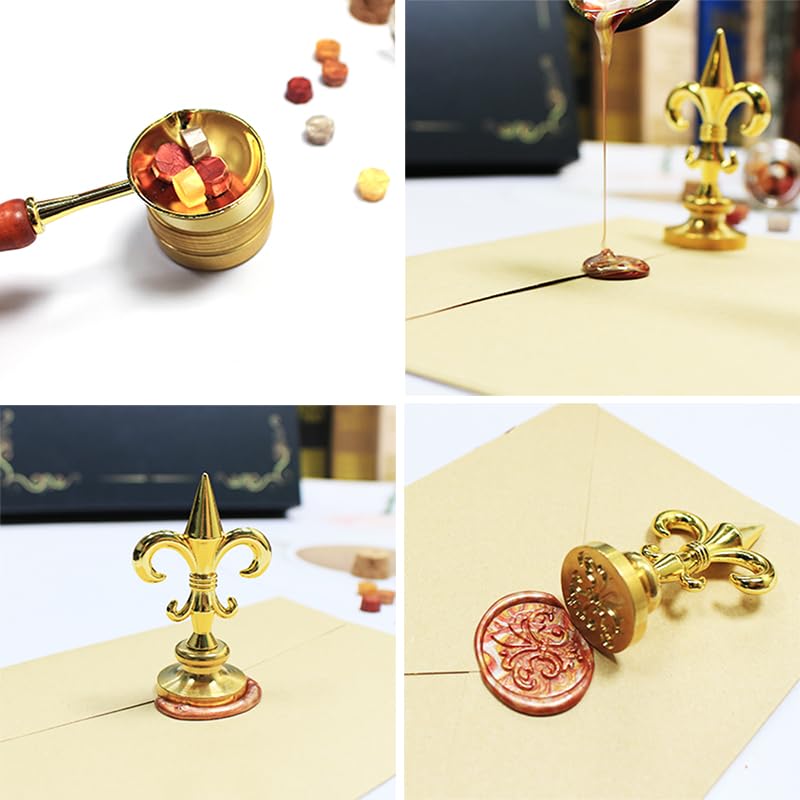 Quill Pen Ink Set,includes gold quill pen,wooden dip pen,glass dip pen,5 bottles ink,17 Replaceable Nibs,1 bottle of wax,spoon,wax sealing stamp,candle,pen holder, Cup. (Red)