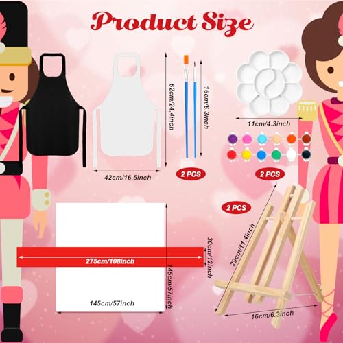 Zhanmai 2 Pack Christmas Sip and Paint Kit for Couples Date Night | 8 x 10 Inch, Nutcracker Pre Drawn Canvas, Paint Party Supplies, Romantic Adult Activity, Includes Easels Aprons Brushes Set - size: 8 x 10 Inch, style: Nutcracker