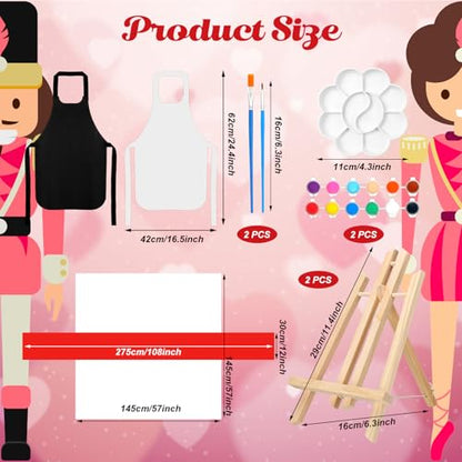 Zhanmai 2 Pack Christmas Sip and Paint Kit for Couples Date Night | 8 x 10 Inch, Nutcracker Pre Drawn Canvas, Paint Party Supplies, Romantic Adult Activity, Includes Easels Aprons Brushes Set - size: 8 x 10 Inch, style: Nutcracker