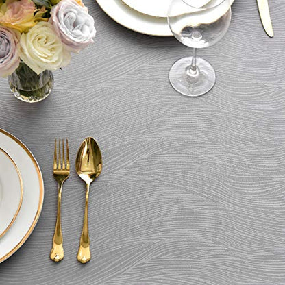 maxmill Square Tablecloth Swirl Design Water Resistance Antiwrinkle Heavy Weight Soft Table Cloth for Buffet Banquet Parties Event Holiday Dinner Square 52 x 52 Inch Light Grey - color: Light Grey, size: 52" x 52" (Square)