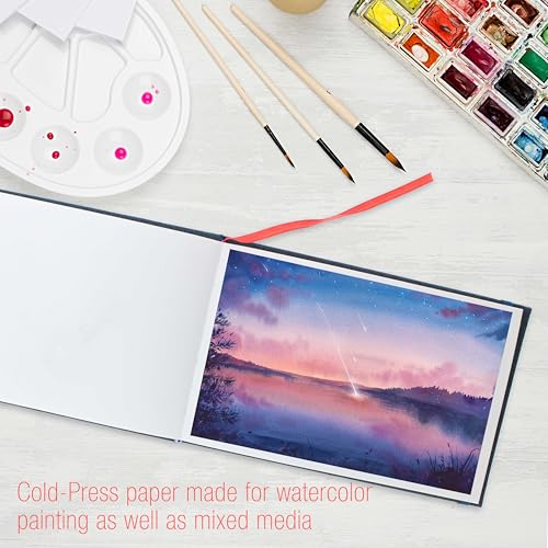U.S. Art Supply 5.5" x 8.5" Watercolor Book (2 Pack, 76 Sheets Each) | 110lb (230 GSM) Linen-Bound Hardcover Artist Paper Pads - Acid-Free Cold-Pressed Watercolor Paper Pad Mixed Media - size: 5.5-x-8.5-inch