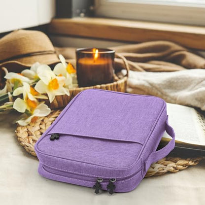 Bible Cover Bag With For Women Men Scripture Study Carrying Book Cover - color: violet