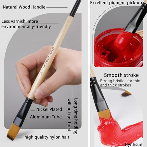 33 Pieces Paint Brush Set, Artist Series, Nylon Bristles with Round, Filbert, Flat, Fan, Angle, Detail Brush, Palette Knife,Suitable for Artists and Beginners for Acrylic Painting, Oil, Watercolor..