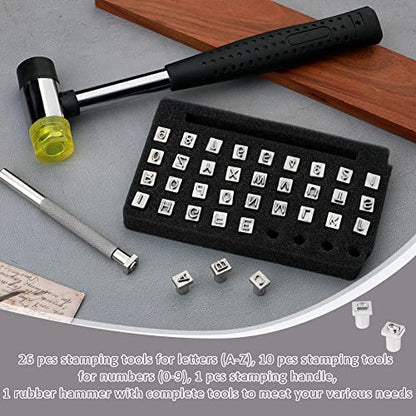 ZMAAGG 38 PCS Leather Stamps, Leather Stamping Tools, Leathers Stamping Kit - size: 38 PCS