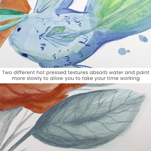 WA Portman 11.3" x 8.3" Hot Press Watercolor Paper Block A4, 300GSM Art Pad | A4 Hot Pressed Watercolor Paper Block, 100% Cotton with Waterproof Cover, 140Lb 60 Pages (30 Sheets) Elastic Band Closure Pad