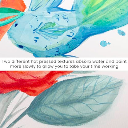 WA Portman 11.3" x 8.3" Hot Press Watercolor Paper Block A4, 300GSM Art Pad | A4 Hot Pressed Watercolor Paper Block, 100% Cotton with Waterproof Cover, 140Lb 60 Pages (30 Sheets) Elastic Band Closure Pad