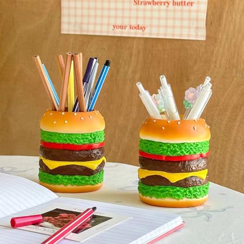 Hamburger Pencil Holder Cute Pen Holder for Desk, Stand Makeup Brush Holder, Decorative Organizer for Home Office School