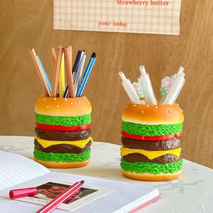 Hamburger Pencil Holder Cute Pen Holder for Desk, Stand Makeup Brush Holder, Decorative Organizer for Home Office School