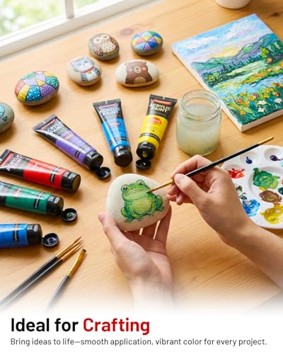 Fantastory 36ml 18 Colors Professional Acrylic Paint Set with 10 Brushes | Designed for Demanding Projects on Canvas, Wood, Stone, and Model Building - style: 18 Colors