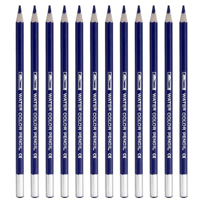 PATIKIL Watercolor Pencil, 12Pcs Water Soluble Pencils for Blending, Coloring, Sketch Drawing, Painting, Dark Blue - color: Dark Blue