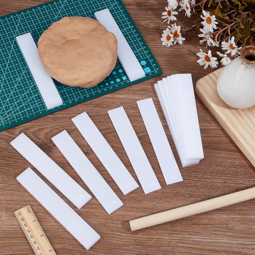 BENECREAT 14Pcs Polymer Clay Depth Guide, 2/3/4/5/6/7/10mm White Clay Roller Guide, Mudboard Tools for Pottery, Acrylic Polymer Clay Tool Set, 6x1 Inch - color: White