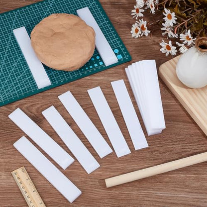 BENECREAT 14Pcs Polymer Clay Depth Guide, 2/3/4/5/6/7/10mm White Clay Roller Guide, Mudboard Tools for Pottery, Acrylic Polymer Clay Tool Set, 6x1 Inch - color: White