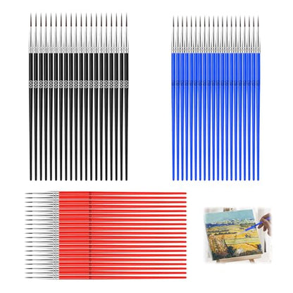 60Pcs Miniature Paint Brushes Set, Fine Detail Liner Brushes (Size 0/00/000), Tiny Paint Brushes Set, Micro Brushes for Acrylic, Watercolor, Scale Models (Red/Blue/Black)