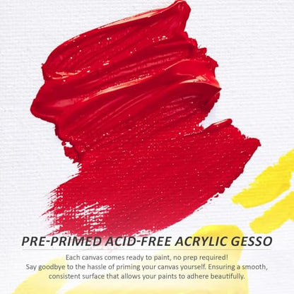 Pre-Stretched Canvases for Painting (12 Pack), Blank Painting Canvas for Adults & Kids, 5"x7" and 8"x10" Canvas – Each 6 Pack, 100% Cotton Pre-Primed, Suitable for Pouring, Acrylic and Oil Painting