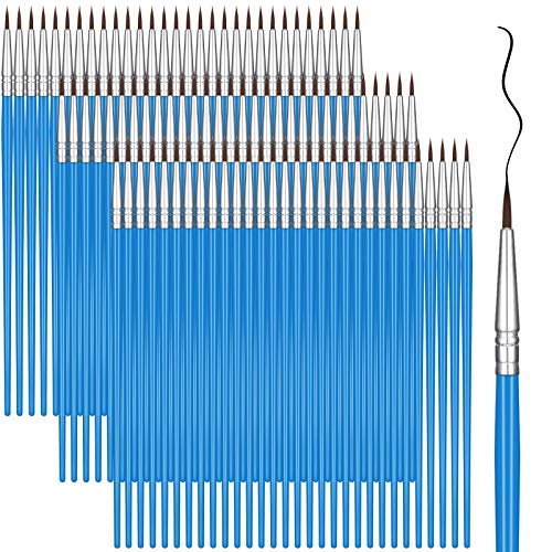 100 Pieces Miniature Detail Paint Brushes Pointed Round Painting Brush Watercolor Fine Tip Nylon Hair Artist Paint Brushes for Acrylic Oil Watercolor Face Painting, Blue (1.2 x 0.3 cm)