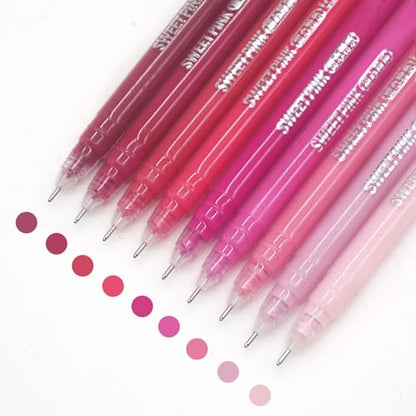 Gel Pens with 0.6mm Fine Point, 9 Colors Acrylic Drawing Gel Pen - color: Sweet Pink