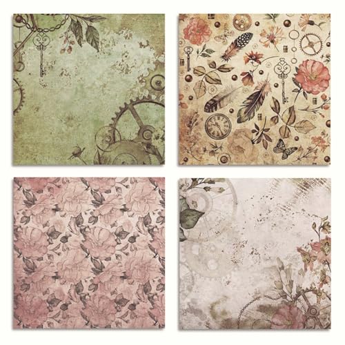 Vintage Steampunk & Bohemian Scrapbook Paper Pad - 6x6 Inch Single-Sided Craft Paper for Junk Journals, Card Making, Decoupage, and DIY Projects - color: 6x6 Mystic