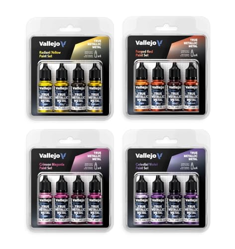 Vallejo - Sapphire Blue Set, True Metallic Metal, 4 Bottles x 0.6 fl.oz. - color: Sapphire Blue