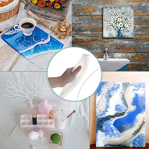 Large Silicone Resin Tray Molds Kit, 2 PCS Big and Thick Rectangle Square Agate Geode Board Molds for Serving Board Jewelry Storage Storage Tray Platter Concrete Cement Clay - color: 2Pack(Rectangle10"x6"+Square10")