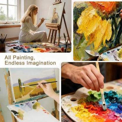 Acrylic Paint Brush Set, 25pcs Professional Artist Series (Wood Color) with Wide Flat, Filbert, Fan, Dagger, Cat Tongue, Round, Angle, Rigger for Oil/Acrylic Painting, Premium Packaging - color: Wood Color