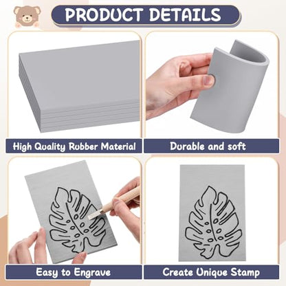 Frienda 30 Pcs 4" x 6" Rubber Linoleum Block for Printmaking,Grey - color: Grey