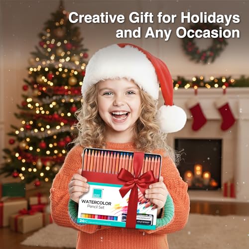 COLOUR BLOCK 24PC Premium Cedar Wood Watercolor Pencil Set with I Ideal pencil kit for Drawing, Sketching, Coloring and Painting travel watercolor pencils