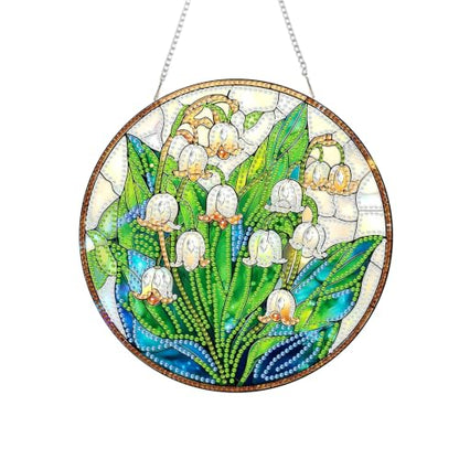 RYMILIE Hanging Diamond Art Kits for Adults White Flowers 8x8inch - color: DP04408