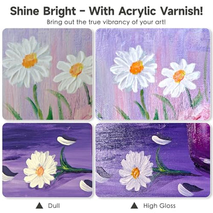Nariolar Gloss Varnish for Acrylic Painting 8.5 fl oz /250 ml Fast Drying | Non-Yellowing, Anti-Crazing, Ultra High Gloss Finish, Durable Protection for Artists - style: 8.5 oz