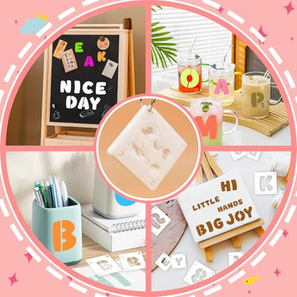 80 Pcs Letter Stencils, Large Letter Stencils for Painting (2 Inch+3 Inch) | Alphabet & Number Stencil for Crafts, Reusable,PET,Letters Stencils for Painting on Wood,Wall,Fabric,Chalkboard,Signs,DIY Art - size: 2 Inch+3 Inch