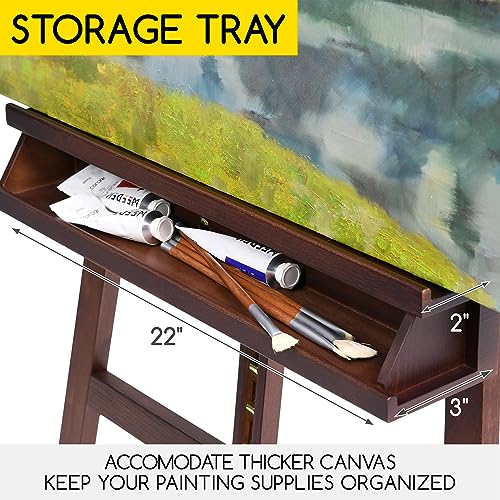MEEDEN Large Painters Easel Adjustable Solid Beech Wood Artist Easel, Studio Easel for Adults with Brush Holder, Holds Canvas up to 48" - Walnut - color: Walnut