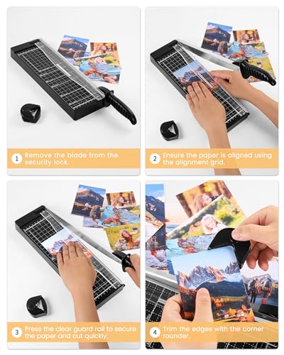 MAKEASY Paper Cutter 12 Inch, 12 Sheet Capacity, Heavy Duty Paper Cutter for Cardstock, Guillotine Paper Trimmer for Crafting, Classroom and Office - color: Black