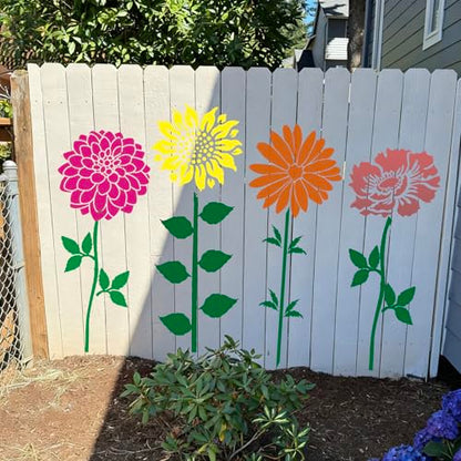 Large Flower Stencils for Walls 14inch Floral Stencils for Wood Fence | Reusable Rose Hibiscus Daisy Sunflower Stencil for Painting on Furniture Fabrics DIY Decor - style: Flowers
