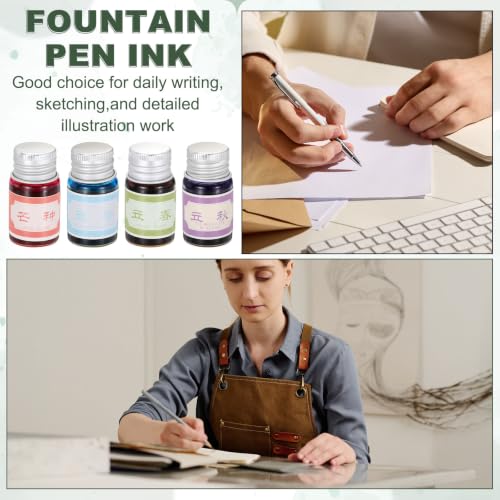 PATIKIL 2 Pcs Fountain Pen Ink Light Yellow Green, 5ml Calligraphy Dip Pen Bottled Ink with Gold Glitter Non-Carbon, Smooth Flow Color Dip Drawing Set for Writing, Painting, Journaling