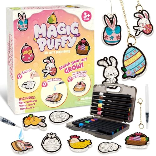 MZYTOZA Magic Foam Texture Painting Kit - 3D Art Craft Aqua Magic Puffs Paint Kit, 15 Mess-Free Paint by Number Craft for Kids (Double-Sided Aqua Magic Puffs Easter Bunny) - color: Double-sided Aqua Magic Puffs Easter Bunny
