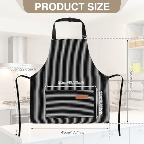 3 Pack Stripes Kids Apron, Adjustable Kids Cooking Aprons with 2 Pockets, Cute Chef Baking Aprons for Boys and Girls - color: Black + Grey + Pink, size: 45x50cm