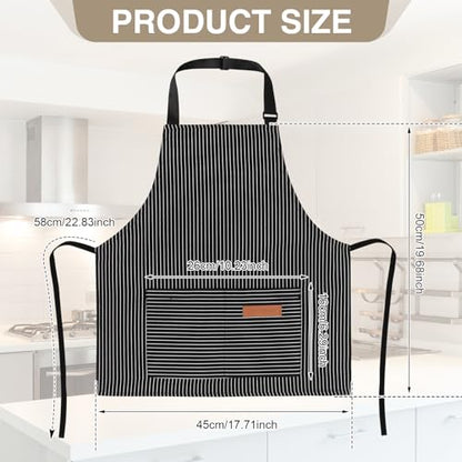3 Pack Stripes Kids Apron, Adjustable Kids Cooking Aprons with 2 Pockets, Cute Chef Baking Aprons for Boys and Girls - color: Black + Grey + Pink, size: 45x50cm