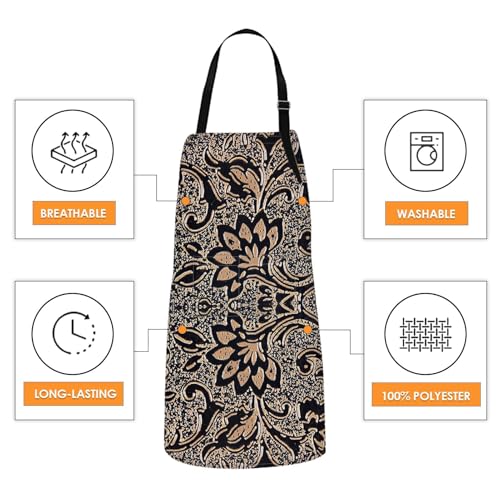 Britimes Apron with Pockets, 32x28 inch, for Women Men, Beige Embossed - color: Abstract Beige