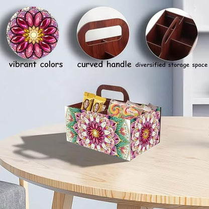 LSQFS Mandala Wooden Diamond Painting Storage Box with Handle for Adults - color: Mantra