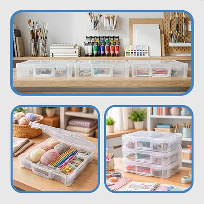 ArtBin 6913ZZ 12" x 12" Portable Art & Craft Organizer with Handle 3-Pack, [3] Plastic Storage Cases, Clear - size: 12" x 12" - 3-Pack