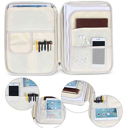 JAKAGO A4 Travel Portfolio Multifunctional Document Organizer Zippered Case for Office Supplies (Black) - color: Black
